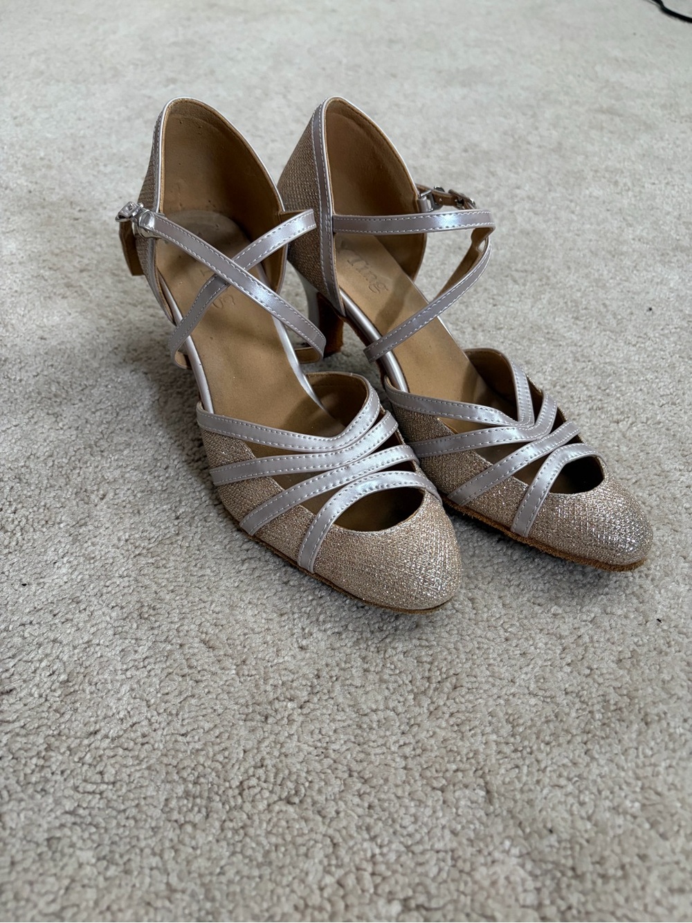 Women's Sparkle ballroom dancing Heels in Champagne